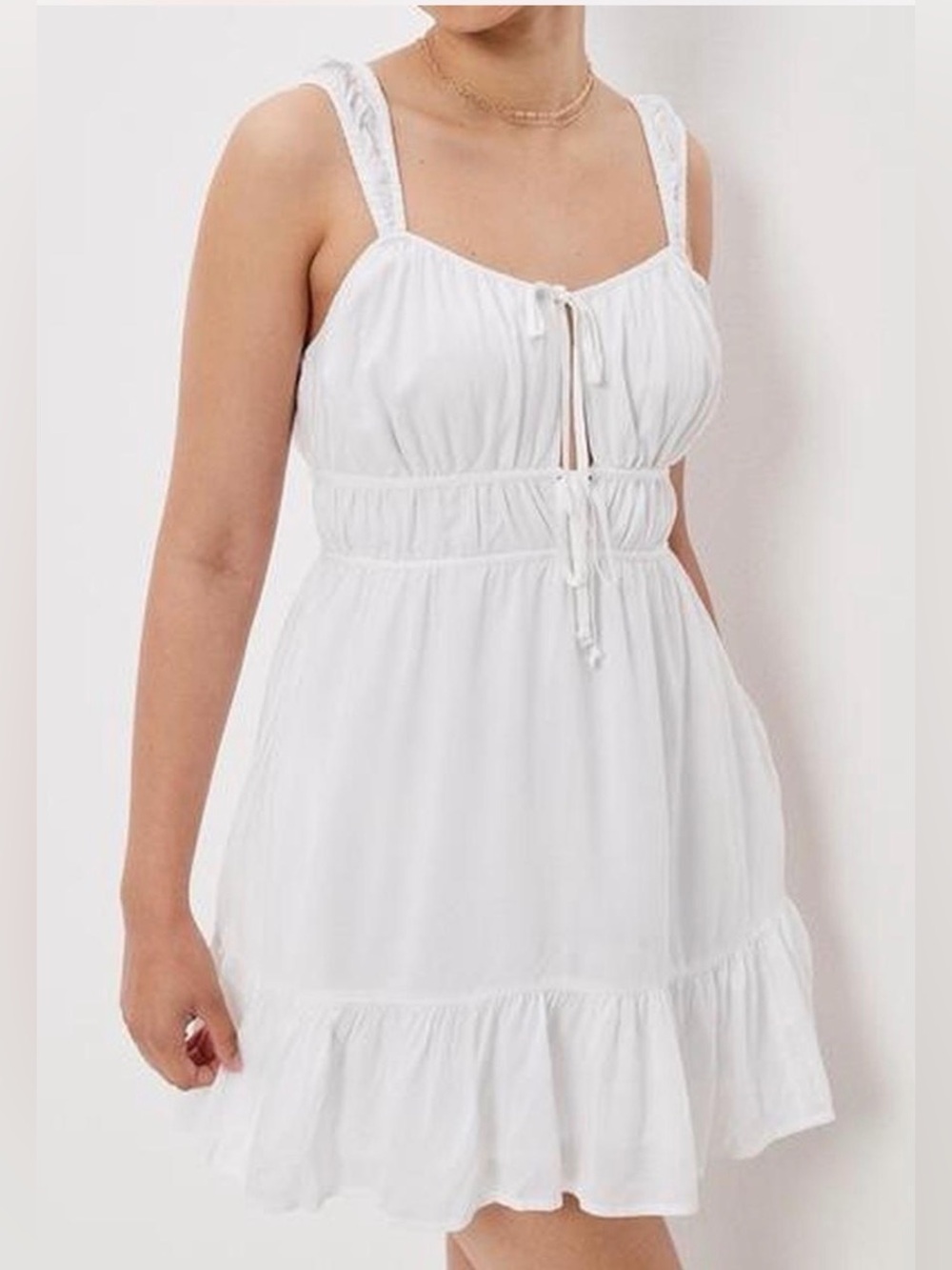 American Eagle Women’s White Tie-Front Mini Sundress Sz S/P